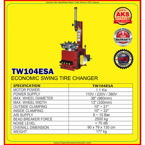 Tyre Changer Mesin Pembukan Dan Pemasang Ban Motor 38" 220V - TW104ESA