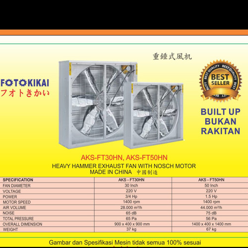 Exhaust Fan Kandang Ayam 50" Inch Kipas Hammer NOSCH 1,1 Kw 1 Phs