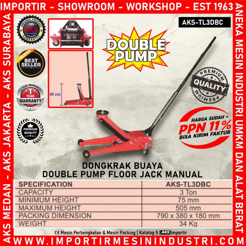 Dongkrak Buaya Hidrolik Mobil 3 Ton - Double Pump Floor Jack - TL3DBC