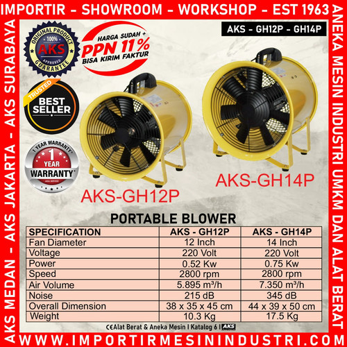 Portable Ventilator Kipas Blower Exhaust Fan 0.75 Kw 14 Inch (350 mm)