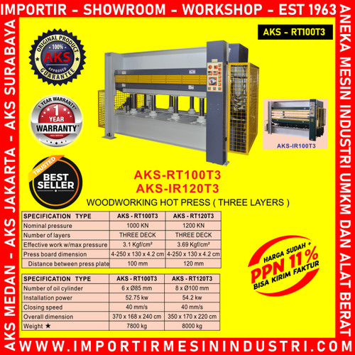Mesin Kayu 100 Ton-Woodworking Hot Press (Three Layers) AKS - RT100T3