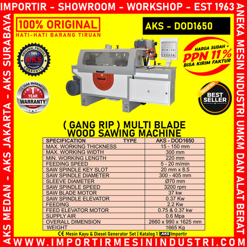 Mesin (Gang Rip) Multi Blade Wood Sawing Mch AKS - DOD1650