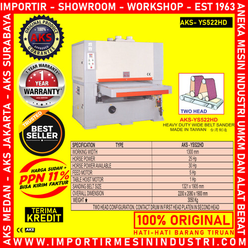 Pengamplas Kayu 2 Kepala Heavy Duty Wide Belt Sander AKS - YS522HD