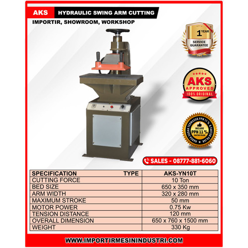 Mesin Pon Kulit 10 ton Hydraulic Swing Arm Machine AKS - YN10T
