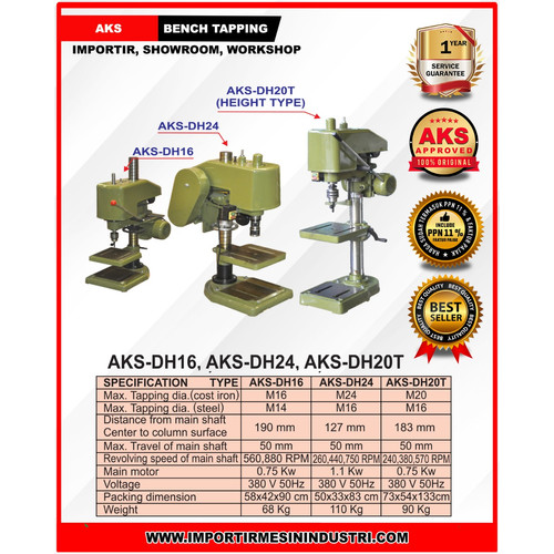Mesin Tapping Bor Duduk 3 Phase Bench Tapping Machine DH24
