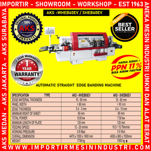 Alat Potong Kayu Otomatis Edge Straight Banding 7.50Kw AKS - SHEB60EV
