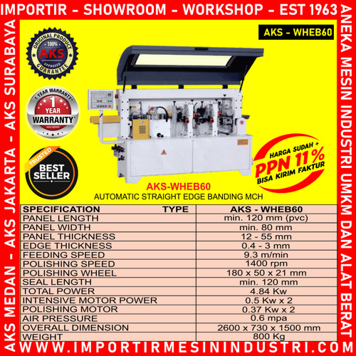 Automatic Straight Edge Mesin Potong Kayu Otomatis 4.48Kw AKS - WHEB60