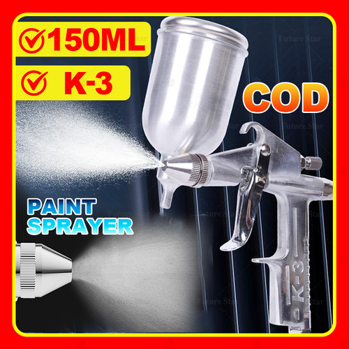 Pistol Semprot Mobil K3 150ML 0.5Mm Nosel Dinding Semprotan Sikat Udara Spray Gun Alat Semprot Portabel Gravitasi Cat Tabung Atas Mini Airbrush Air Brush Paint Alloy Painting Sprayer Tool for Cars & House DIY Painting