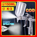Pistol Semprot Mobil K3 150ML 0.5Mm Nosel Dinding Semprotan Sikat Udara Spray Gun Alat Semprot Portabel Gravitasi Cat Tabung Atas Mini Airbrush Air Brush Paint Alloy Painting Sprayer Tool for Cars & House DIY Painting