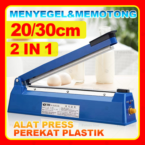 Impulse Heat Sealer / Mesin Penyegel Alat Press Perekat Plastik 20cm 30cm 200mm 300mm Manual Bags Sealer Heat Sealing Machine for Plastic Bags PE PP Bags with Extra Replace Element Grip
