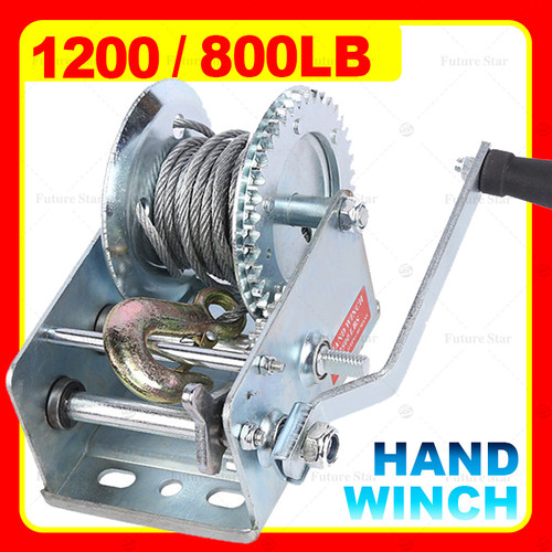 Wire Rope Hand Winch / 800lbs 1200lbs Boat Crank Winch / Katrol Mini Manual Kualitas Tinggi 8M Adjustable Boat Trailer Cable, Steel Cable Heavy Duty Rope Crank for Trailer, Boat or ATV Towing