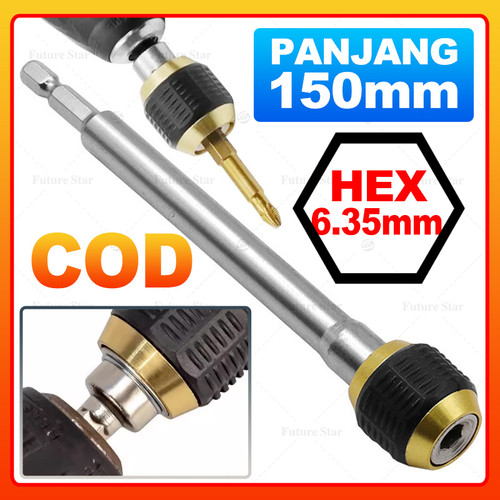Adaptor Mata Bor Quick Change Chuck Heksagonal 50mm 60mm 150mm Hex Shank Bit Socket GOS-A215 Extension 1/ 4 " Bits Nut Driver konverter Cepat Pop-up Keyless Drill Chuck Dudukan Bor Bit Aksesori Alat Listrik / Batang Bor Heksagonal Kopling Cepat