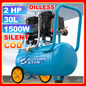 Mesin Kompresor Angin Listrik 2 HP 30L 1800W Tanpa Oli Air Compressor Oilless Mini Portable Oil Free Pompa Angin Ban Motor Mobil Kendaraan 1500W Ultra Quiet 2 Gallon Steel Air Tank Silent Alat Tekanan Udara 220V Tipe Langsung dan Senyap For Car Repair,Spr