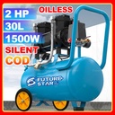 Mesin Kompresor Angin Listrik 2 HP 30L 1800W Tanpa Oli Air Compressor Oilless Mini Portable Oil Free Pompa Angin Ban Motor Mobil Kendaraan 1500W Ultra Quiet 2 Gallon Steel Air Tank Silent Alat Tekanan Udara 220V Tipe Langsung dan Senyap For Car Repair,Spr