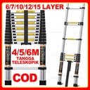 Tangga Lipat Aluminium Teleskopik 4.4 M 5.2M 6.2M Single Double Telescopic Ladder Portable 5 Meter Portabel Alat Re novasi Rumah 6/7/10/12/15 layer