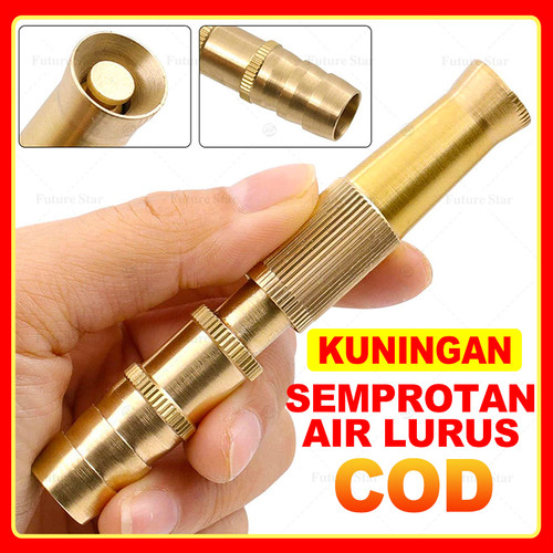 Semprotan Air Lurus Kuningan / Taman Alat Cuci Motor Mobil / Water Jet Spray Gun Hose Nozzle - Brass HSS Kepala Selang Pistol Air Semprot Siram Tanaman dan Taman Steam