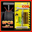 Alat Tambal Ban Tubles Tubeless 9pcs 13pcs Bocot Motor Mobil Tire Plug Kit,Tire Repair Tackle Kit Gagang Besi Metal 1 Set Stainless Heavy Duty For Cars,Trucks,Motorcycles,ATV,SUV,RV