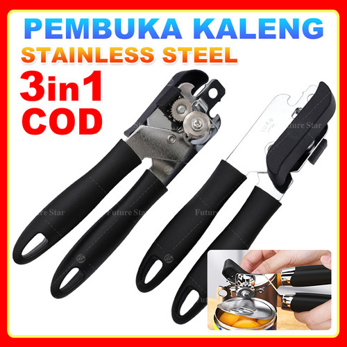 Alat Pembuka Kaleng  3 In 1 / Can Opener Manual / Botol Bukaan Kaleng  Multifungsi / Premium,Stainless Steel,Pisau,Cut For Beer Tin Bottle, Handheld Heavy Duty