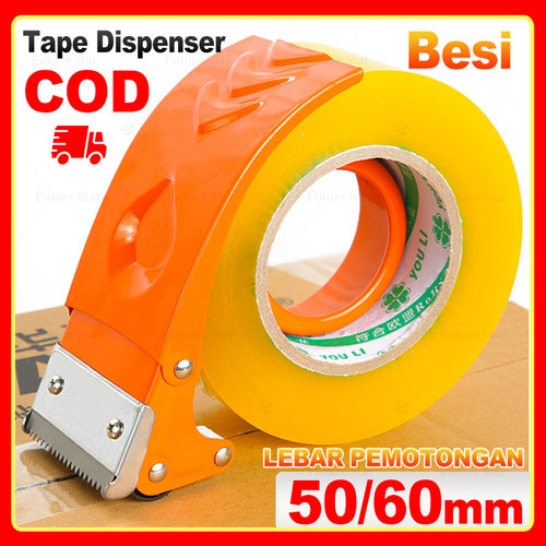 Solasi Tape Dispenser Besi /  Tape Cutter Manual / Pemotong Lakban Jumbo / Alat Pemotong Lakban Besi / Handhled Metal Packaging Dispenser / Steel 48mm,60mm, 4.8cm,6cm 2" inch For Packing Sealing Boxes Device Packaging Parcel Roller Supplies