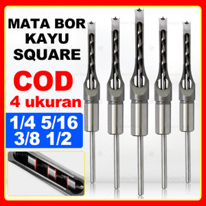 Mata Bor Bobok Kayu Square Auger Hole Drill Bit Set Bits HSS Wood Mortising Chisel Hollow Mortice 1/4 5/16 3/8 1/2 Lubang Bahan Baja Kerajinan Kotak Persegi Pahat Kayu Kunci Kusen