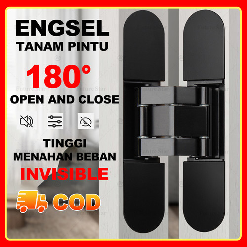 Engsel Tanam Pintu Rumah Holder Invisible Hinges Adjustable Door Invisiblle Hidden Butt Hinge 180-Degree Swing Double Glazed Swing Air TIght Door Tersembunyi 3D Dengan Aksesori Pemasangan