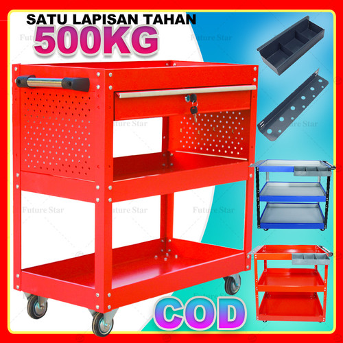 Troli Bengkel Rak 3 Susun Perkakas Trolly Trolley Kabinet Multi-fungsi Perkakas Untuk Rumah Peralatan Penyimpanan Alat Bengkel Mobil Alat Perangkat Keras Troli Kotak Peralatan Tipe Lac Tiga Lapis Dengan Laci Merah Biru
