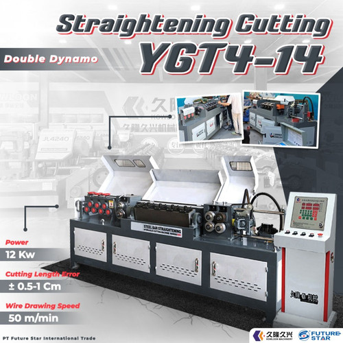 Mesin Pelurus Pemotong Besi Baja Bulat Kawat Iron Steel Bar Straightening Cutting Straightener 14mm YGT4-14-2P 7.5W