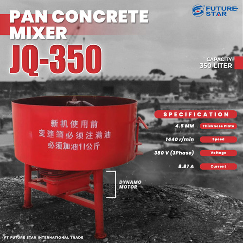 Mesin Pengaduk Semen Mangkok Panci 400 Liter Mixer Molen Concrete Machine JQ350 Elektrik 380V Multi Functional