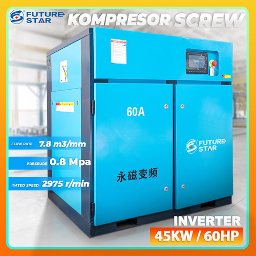 Kompresor Pengering Angin Udara Air Compressor Screw Inverter 45KW/60HP 8 Bar 55kw/75hp 75kw/100hp