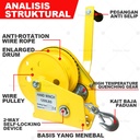 800lbs 1200lbs Boat Crank Winch / Wire Rope Hand Winch Katrol Mini Manual Kualitas Tinggi 8M Adjustable Boat Trailer Cable, Steel Cable Heavy Duty Rope Crank for Trailer, Boat or ATV Towing