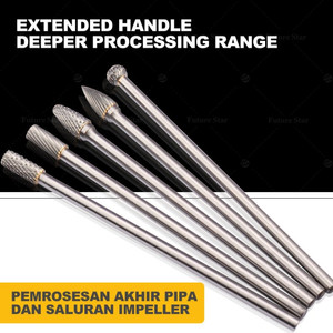 Mata Bor Tuner Cunner Panjang 100mm 10cm Porting Isi Lengkap Mini Grinder Set Long Cuner Porter Tungsten Carbide 10pcs Untuk Melubangi Bubut Besi Kuningan Kayu Plastik Cone Spiral 1/8 Inch Shank 3*6mm Mata Gerinda Mesin Cuner 2 Arah