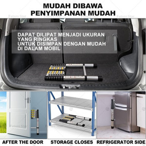 Tangga Lipat Aluminium Teleskopik 4.4 M 5.2M 6.2M Single Double Telescopic Ladder Portable 5 Meter Portabel Alat Re novasi Rumah 6/7/10/12/15 layer