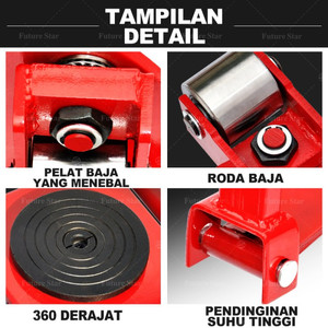 Roda Pemindah Barang 6 -12 Ton Machinery Roller Mover Carrier Tank Trolley Hand Handling Cargo Trolley Heavy Duty Machine Dolly Skid Skate Rotation Industrial Moving Equipment
