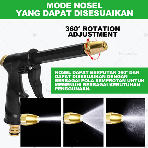 Kepala Semprotan Air / Water Jet Nozzle Spray Multifungsi / Alat Pistol Kepala Kuningan / Air Semprot Rumput Taman Steam Cuci Mobil Motor - Water Gun Nozzle High Pressure