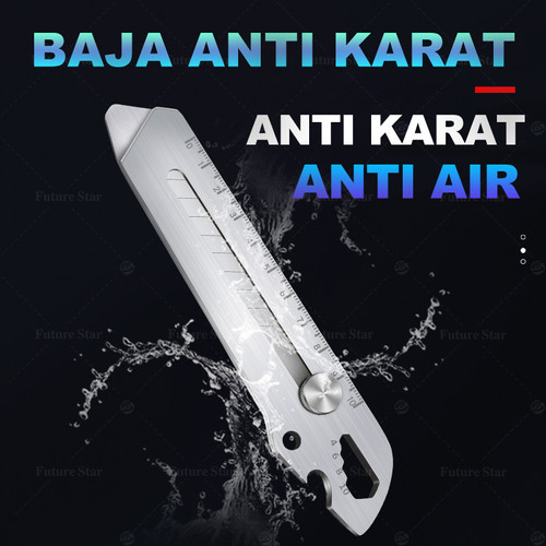 Pisau Cutter 6 in 1 set/ Utility Knife / 11pcs Multifungsi 18mm Besi Baja Besar Pisau Set 10pc Blade Stainless Steel Alat Pemotong Kertas Tool Cutter, Cardboard Cutter, Heavy Duty