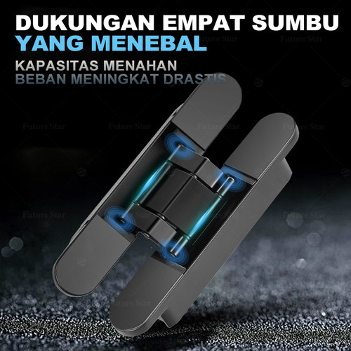 Engsel Tanam Pintu Rumah Holder Invisible Hinges Adjustable Door Invisiblle Hidden Butt Hinge 180-Degree Swing Double Glazed Swing Air TIght Door Tersembunyi 3D Dengan Aksesori Pemasangan
