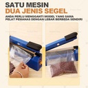 Impulse Heat Sealer / Mesin Penyegel Alat Press Perekat Plastik 20cm 30cm 200mm 300mm Manual Bags Sealer Heat Sealing Machine for Plastic Bags PE PP Bags with Extra Replace Element Grip