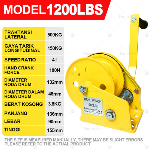 800lbs 1200lbs Boat Crank Winch / Wire Rope Hand Winch Katrol Mini Manual Kualitas Tinggi 8M Adjustable Boat Trailer Cable, Steel Cable Heavy Duty Rope Crank for Trailer, Boat or ATV Towing