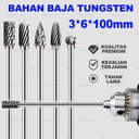 Mata Bor Tuner Cunner Panjang 100mm 10cm Porting Isi Lengkap Mini Grinder Set Long Cuner Porter Tungsten Carbide 10pcs Untuk Melubangi Bubut Besi Kuningan Kayu Plastik Cone Spiral 1/8 Inch Shank 3*6mm Mata Gerinda Mesin Cuner 2 Arah
