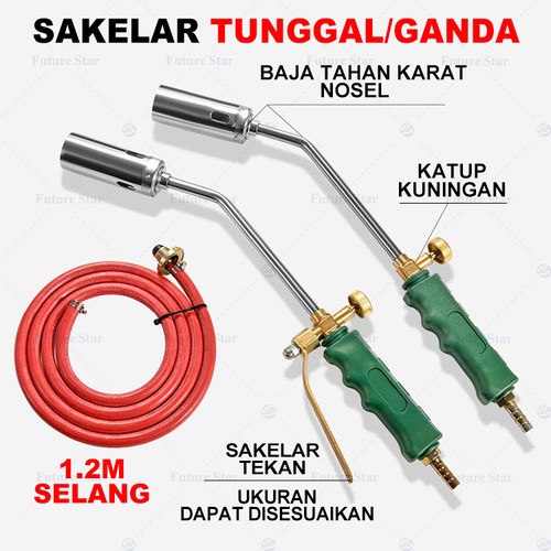 Alat Bakar Heating Torch Gas Dengan 1.2m Selang LPG Multipro Blander Blow Gas Flamethrower Welding Torch With Valve Soldering Torch Hose For Propane Cylinder, Propane Torch
