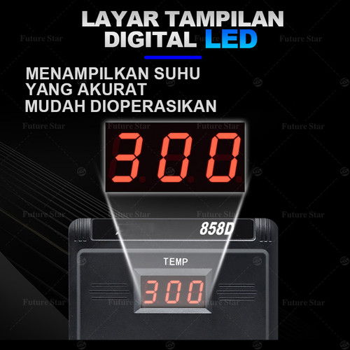 Hot Air Solder Blower 858D Phone Repair 2 In 1 Digital Display ESD Gun Soldering Station Welding Solder Uap Blower Alat Las Original Untuk IC SMD Desoldering Tools 858D+ 220V Rework Soldering Station with Temperature Control, Adjustable Air Volume