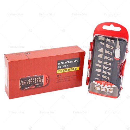 Pisau Ukir Seni Hobby Cutter Metal Handle Exacto Knife Blades Set 8/14 isi Kit SK5 Carbon Steel Precision Carving for Art, Craft, Hobby, Scrapbooking, Stencil,Sharp Precise Cutting Pisau Bonsai Sayat Ukir