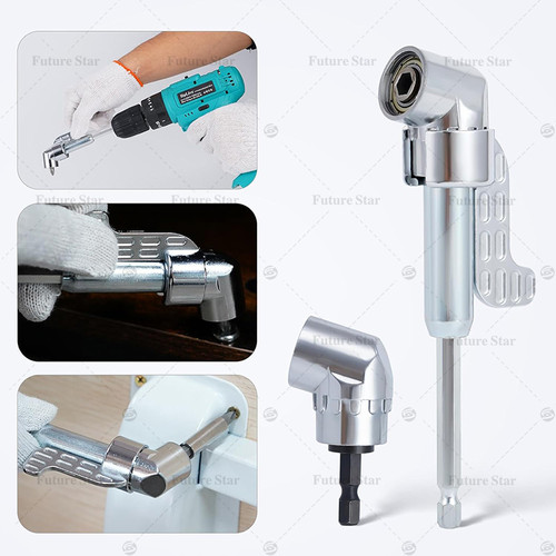Mata Bor Siku Drill Extension Obeng L Shape Panjang Angle 1/4 Hex Bit Socket Kit Ekstensi Set 105 Degree Right Angle Drill Adapter Power Drill Screwdriver Attachment Long 55mm 140mm