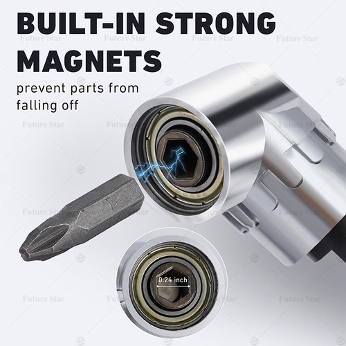 Mata Bor Siku Drill Extension Obeng L Shape Panjang Angle 1/4 Hex Bit Socket Kit Ekstensi Set 105 Degree Right Angle Drill Adapter Power Drill Screwdriver Attachment Long 140mm 55mm