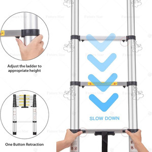 Tangga Lipat Aluminium Teleskopik 4.4 M 5.2M 6.2M Single Double Telescopic Ladder Portable 5 Meter Portabel Alat Re novasi Rumah 6/7/10/12/15 layer