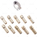Best Quality Chuck Mata Kepala Bor Mini  Drill Brass Golden Collet 11pcs Set Shaft For Dremel Rotary Tool 0.5/0.8/1.0/1.2/1.6/1.8/2.0/2.2/2.4/3.0/3.2mm Power - 11pcs
