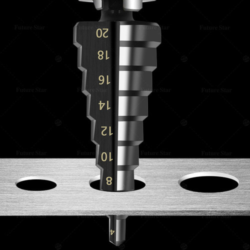 Mata Bor Pagoda Besi 3 Pcs Set / Cone Step Drill Bits Set /Untuk Baja Spiral HSS Steel Titanium Coated Hole Saw 3-12mm/4-12mm/4-20mm For Sheet Metal, Stainless Steel, Aluminum, Plastic