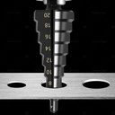Mata Bor Pagoda Besi 3 Pcs Set / Cone Step Drill Bits Set /Untuk Baja Spiral HSS Steel Titanium Coated Hole Saw 3-12mm/4-12mm/4-20mm For Sheet Metal, Stainless Steel, Aluminum, Plastic