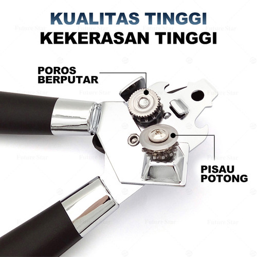 Alat Pembuka Kaleng  3 In 1 / Can Opener Manual / Botol Bukaan Kaleng  Multifungsi / Premium,Stainless Steel,Pisau,Cut For Beer Tin Bottle, Handheld Heavy Duty