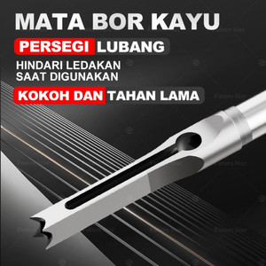 Mata Bor Bobok Kayu Square Auger Hole Drill Bit Set Bits HSS Wood Mortising Chisel Hollow Mortice 1/4 5/16 3/8 1/2 Lubang Bahan Baja Kerajinan Kotak Persegi Pahat Kayu Kunci Kusen
